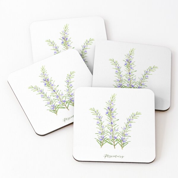 Item preview, Botanical illustration of herb rosemary in purple flowers designed and sold by cornercroft.