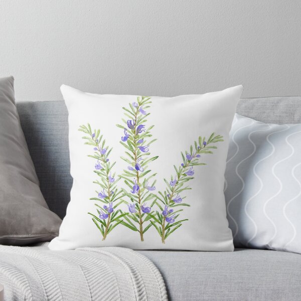 Item preview, Botanical illustration of herb rosemary in purple flowers designed and sold by cornercroft.