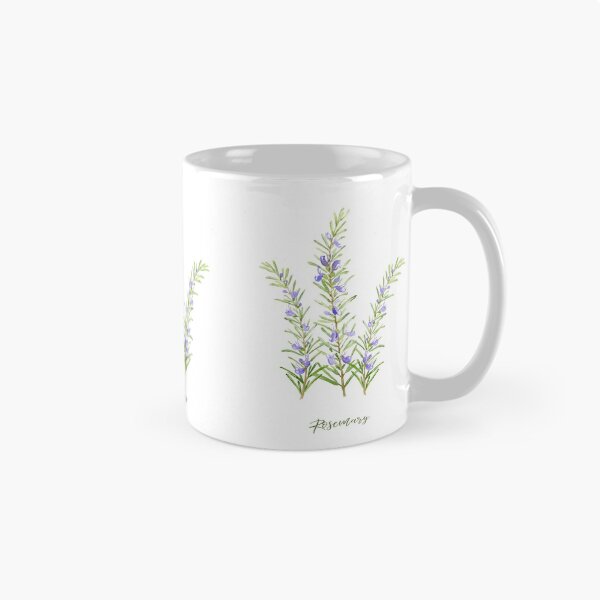 Item preview, Botanical illustration of herb rosemary in purple flowers designed and sold by cornercroft.