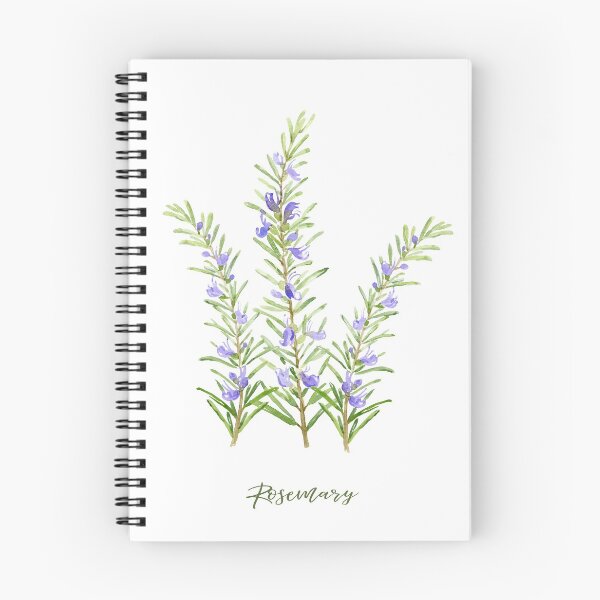 Item preview, Botanical illustration of herb rosemary in purple flowers designed and sold by cornercroft.
