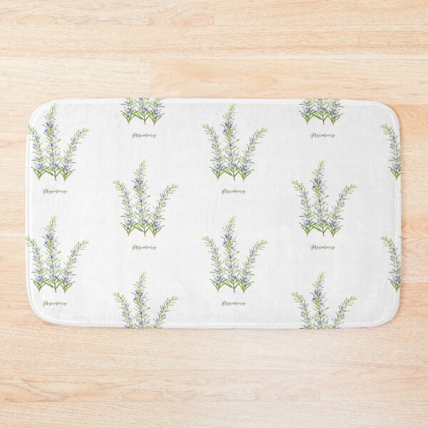 Item preview, Botanical illustration of herb rosemary in purple flowers designed and sold by cornercroft.