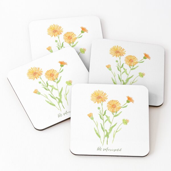 Item preview, Watercolor herb flower pot marigold designed and sold by cornercroft.