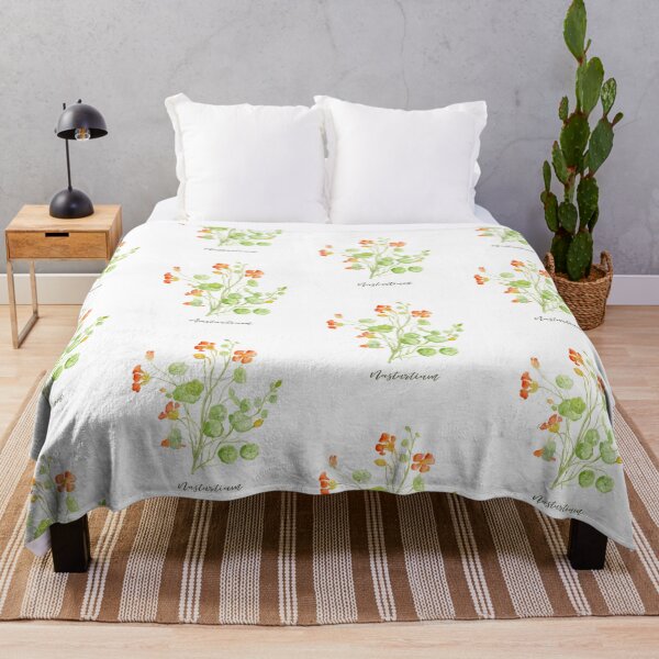 Item preview, Watercolour nasturtium in orange flowers designed and sold by cornercroft.
