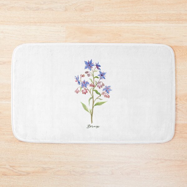 Item preview, Watercolour herb borage in blue flowers designed and sold by cornercroft.