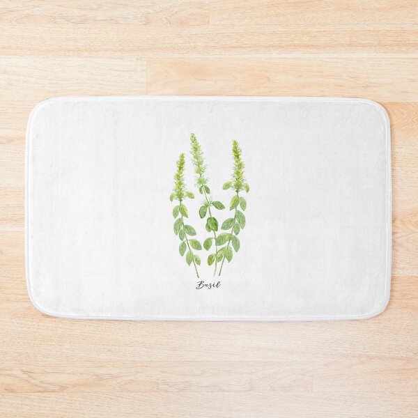 Item preview, Watercolor herb basil in flowers designed and sold by cornercroft.