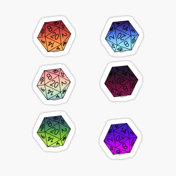 Dungeons and Dragons 6 Pack D20 Dice- Varios colores Pegatina
