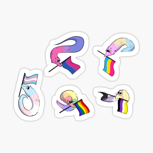 worm on a string sticker pack - with flags Sticker