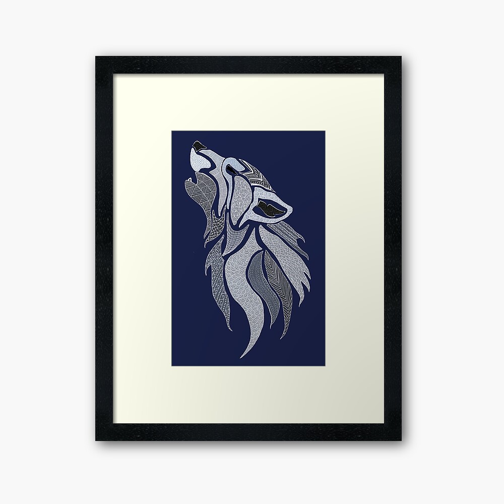 Howling Grey wolf Framed Art Print