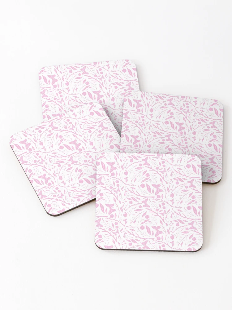 Thumbnail 1 of 5, Coasters (Set of 4), Pink Butterflies Pattern designed and sold by BeLightDesigns.