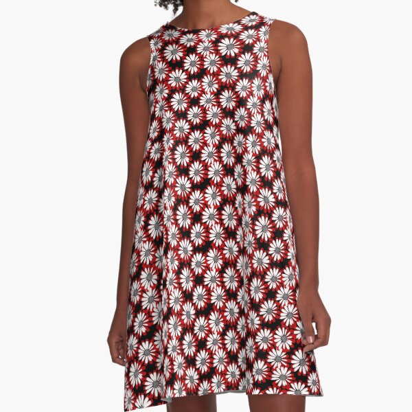 Item preview, Red and Black All Over Girly Daisy Pattern designed and sold by Candice Davis.