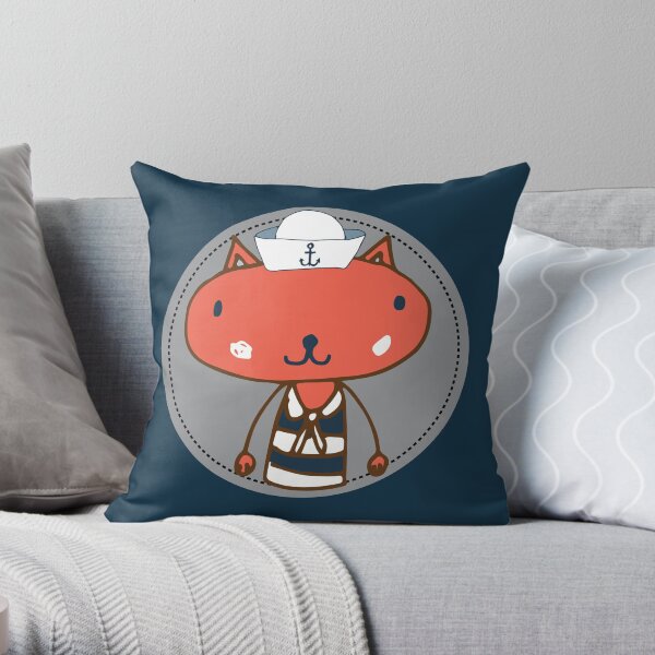 Nautical Adventures: Sailor Cat Throw Pillow
