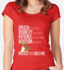 Protect Animal Welfare (white text) Women's Fitted Scoop T-Shirt