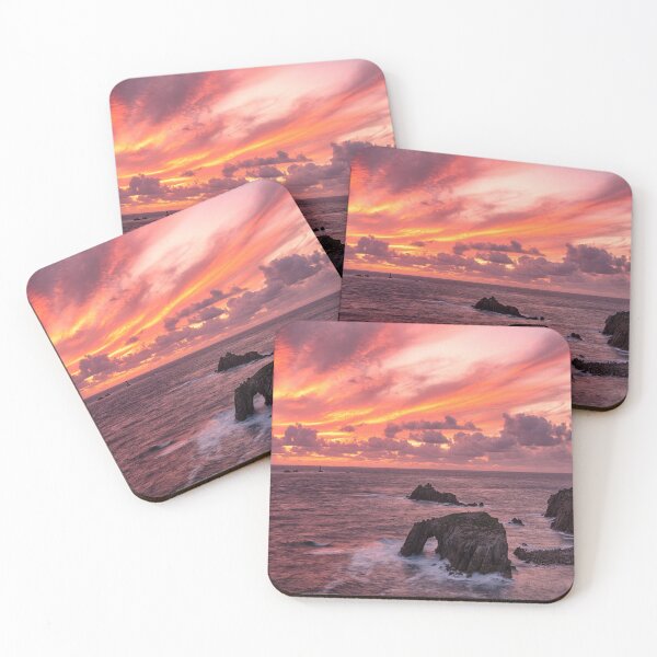 Item preview, Sunset set at Lands End Cornwall,red sky at night designed and sold by kathleenjean.
