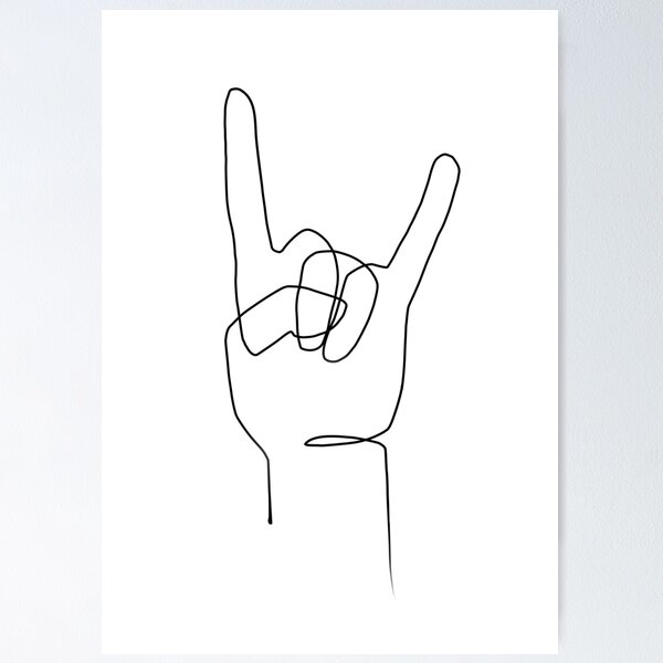 Item preview, Rock Hand Sign - One Line Art designed and sold by TheRedFinch.