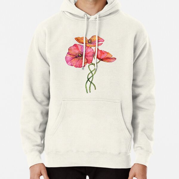 Peach & Pink Poppy Tangle Pullover Hoodie