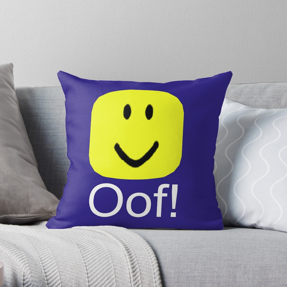 Roblox Oof Noob Big Head Throw Pillow By Smoothnoob Redbubble - giant oof head roblox
