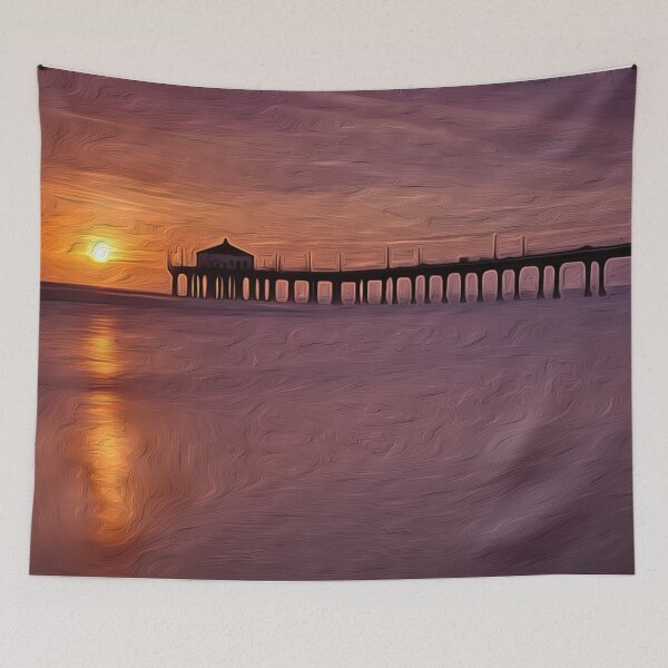 Item preview, Digital Art Composition of Manhattan Beach Pier, California at Sunset. designed and sold by davidelder.
