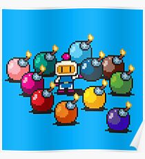 Bomberman Rainbow Bomb Set pixel art by PXLFLX Poster