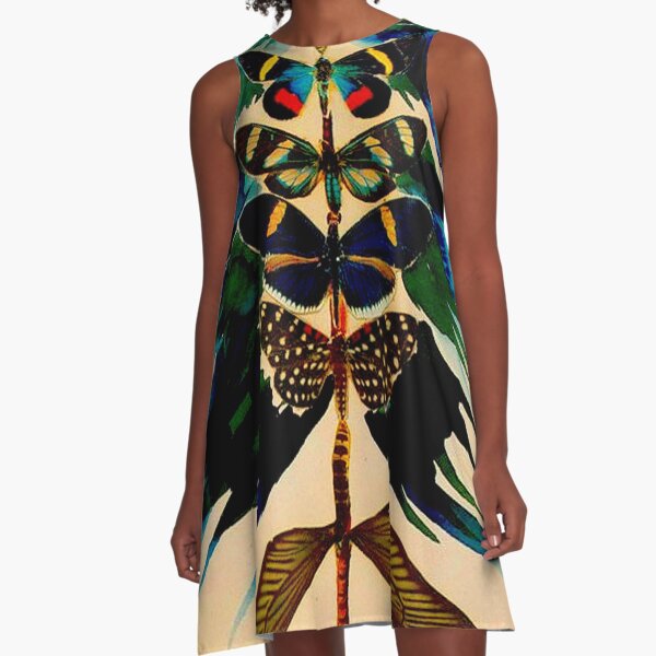 BUTTERFLY TREE : Vintage Abstract Dali Print A-Line Dress
