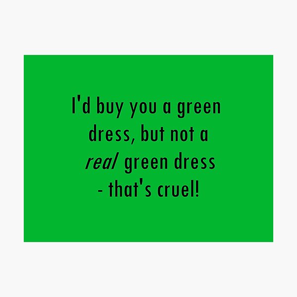 Barenaked Ladies - Million Dollars - Green Dress lyric!" A-Line Dress for  Sale by lyricalshirts | Redbubble