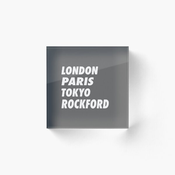 FunnyLondon Paris Tokyo Rockford Design Acrylic Block