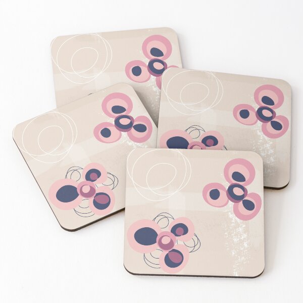 Item preview, Pink abstract circle flowers on sand designed and sold by Marlene Wagenhofer.