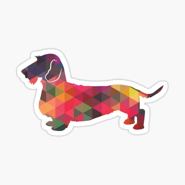 Wire Haired Rough Dachshund Dog Breed Geometric Pattern Silhouette Multi Sticker