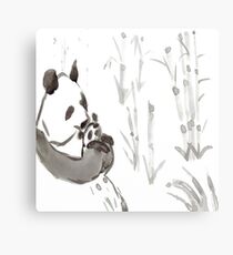 Panda Sumi-e Metal Print