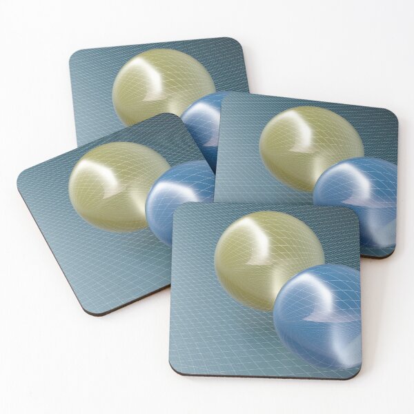 Item preview, Abstract spheres over blue surface background - 3d rendering illustration designed and sold by carlotoffolo.