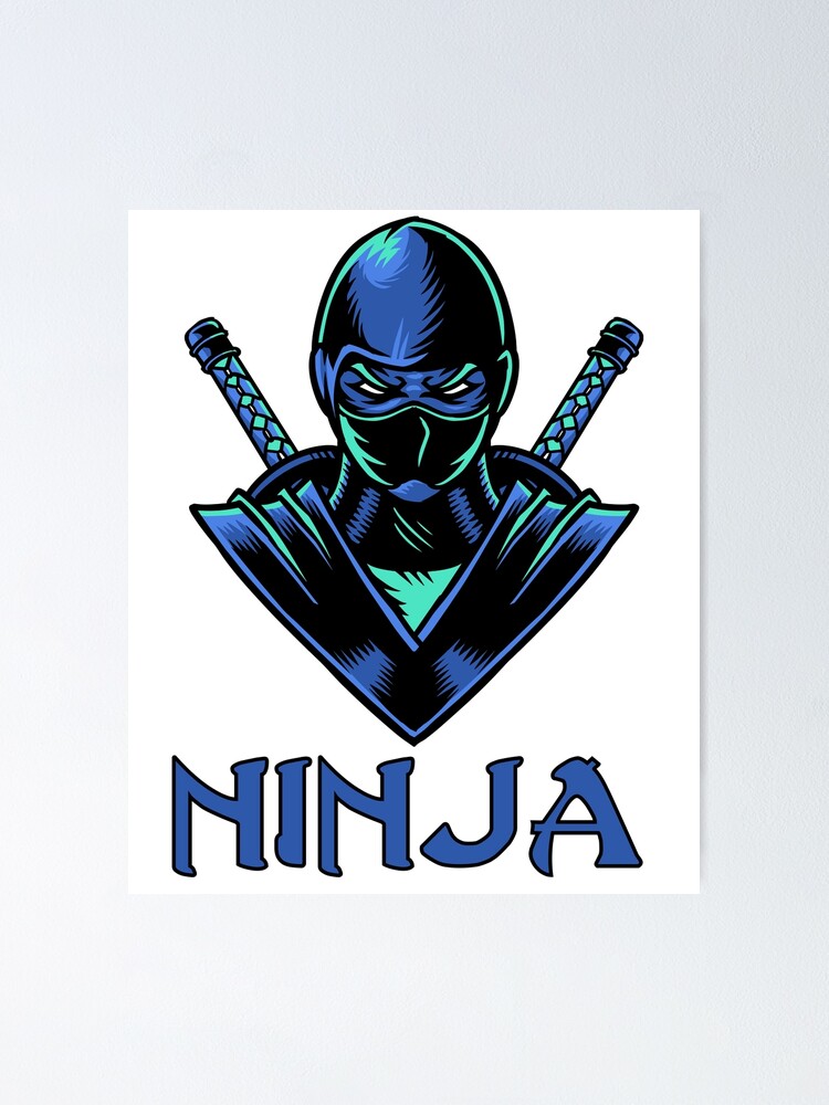 Blue Ninja Ninja Warrior Assassin Martial Arts Logo Mascot Gamer Poster By Logic72 Redbubble