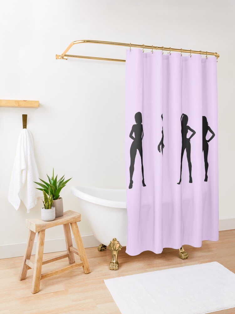 Alternate view of Erotic dancer and model girls in silhouette Shower Curtain