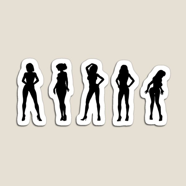 Erotic dancer and model girls in silhouette Magnet