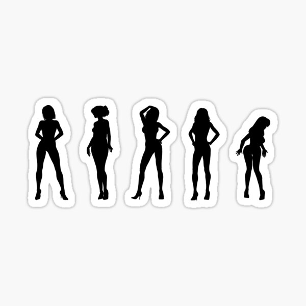 Erotic dancer and model girls in silhouette Sticker
