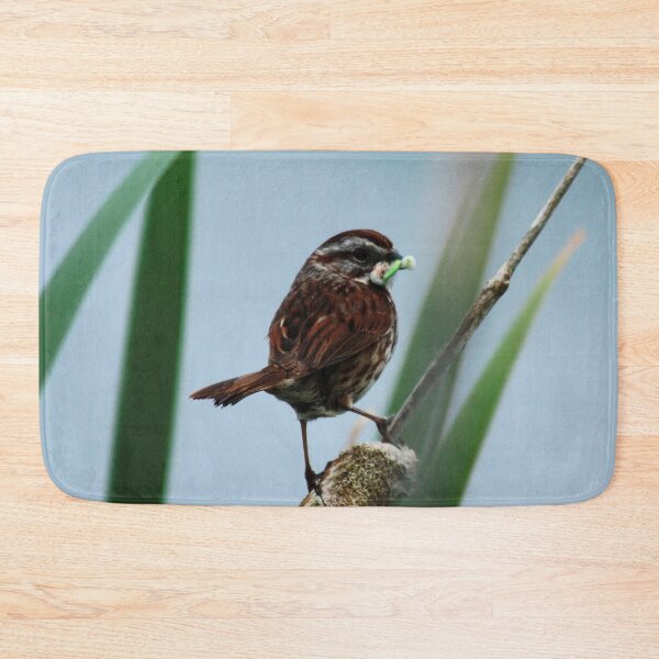 Item preview, #1360 - Song Sparrow With Green Worm designed and sold by MyInnereyeMike.