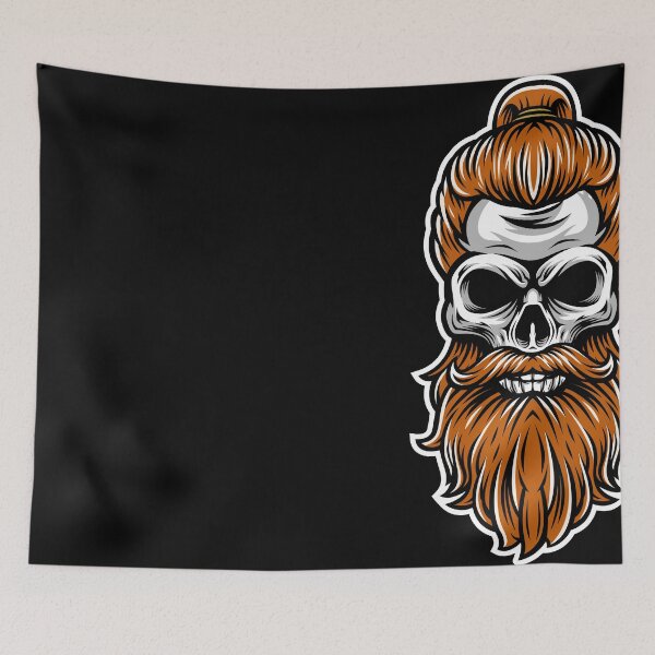 Item preview, Manbun beard skull designed and sold by TheSimpleMan.