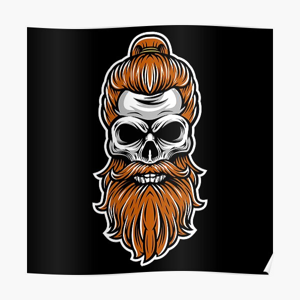 Skull in hooded sweatshirt cool beard and mustache cute mask | Art Board  Print