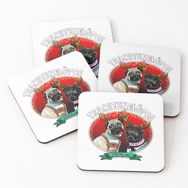 Item preview, Pugs or pugs with deer antlers in traditional look designed and sold by Grafikdiva.
