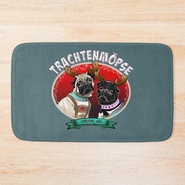 Item preview, Pugs or pugs with deer antlers in traditional look designed and sold by Grafikdiva.