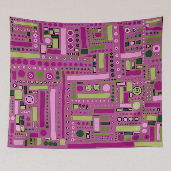 Item preview, Funky Maze ~ Rose and Lime Green designed and sold by Clare Wuellner.
