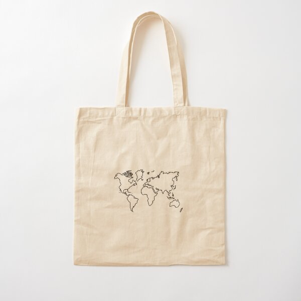 World Map Tote Bag Modern Topographical Atlas Map Theme Tote 