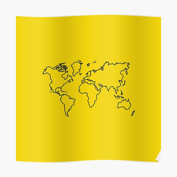 World Map Outline Poster For Sale By The College Gal Redbubble