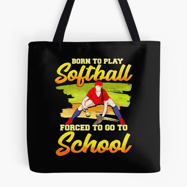 Artikelvorschau, Geboren, um Softball zu spielen. Gezwungen, zur Schule zu gehen entworfen und verkauft von SoCoolDesign.