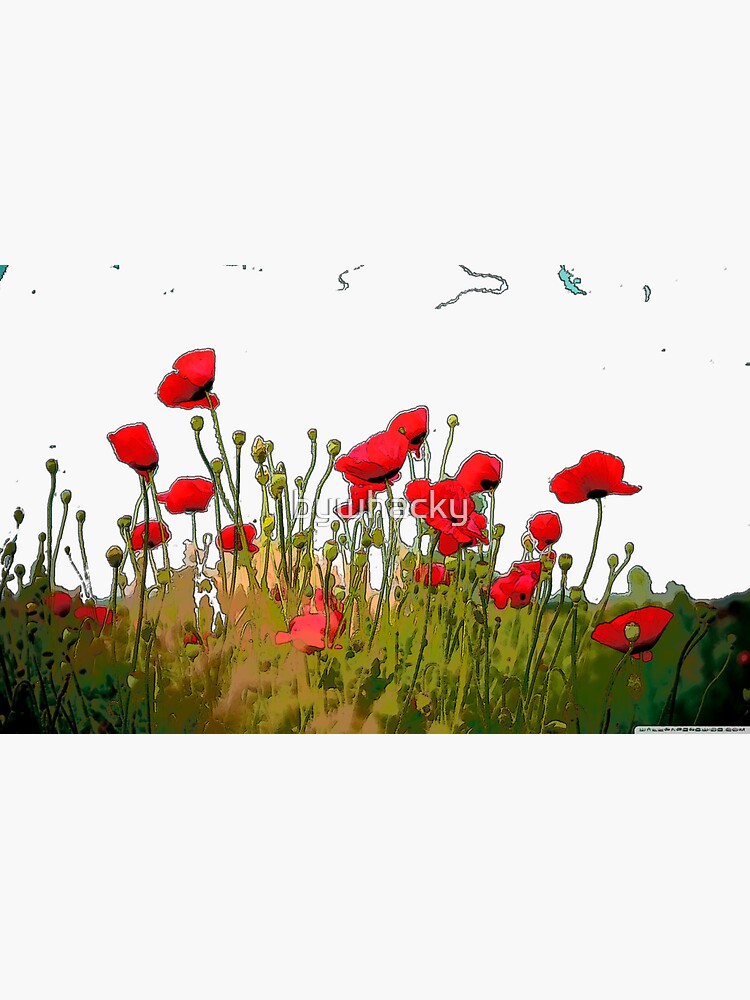 Thumbnail 3 of 3, Sticker, Poppies designed and sold by bywhacky.