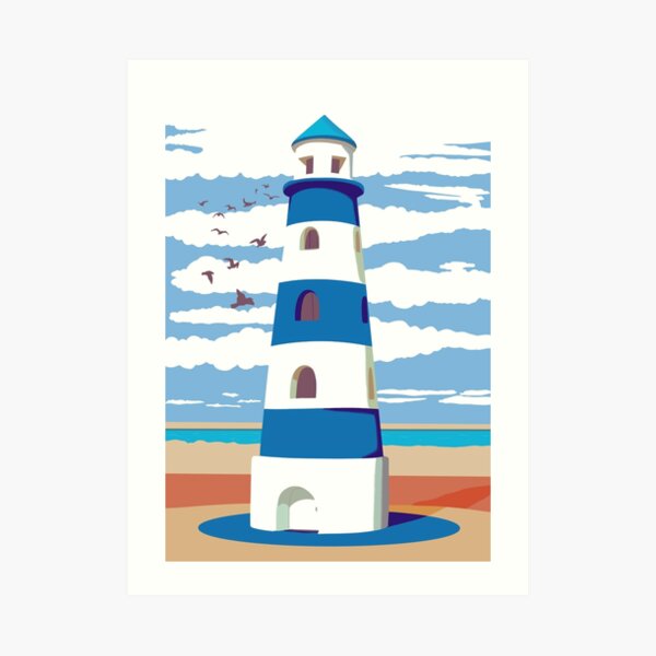Ensemble de 6 impression bleu océan impression phare vintage art mural