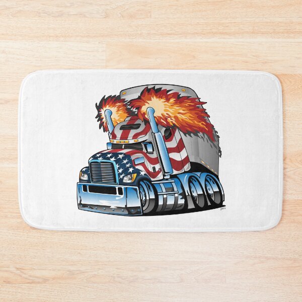 Item preview, Patriotic American Flag Semi Truck Tractor Trailer Big Rig Cartoon designed and sold by hobrath.