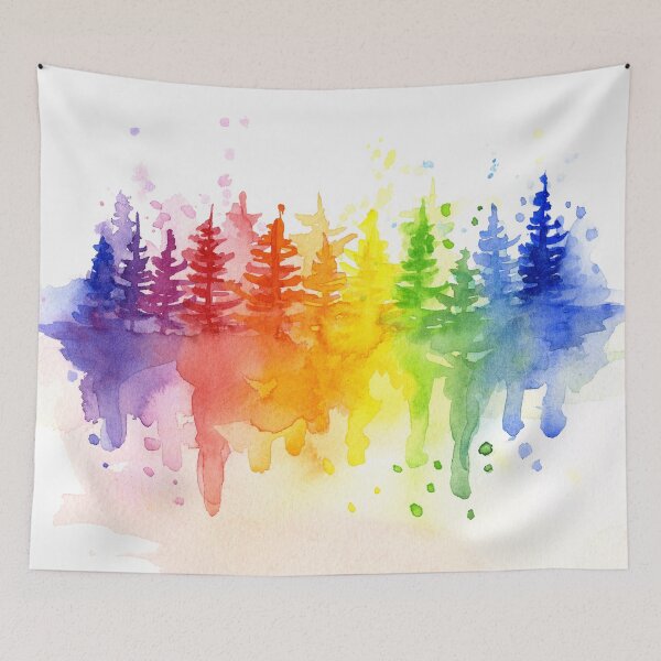 Item preview, Rainbow Forest Watercolor designed and sold by Olga Shvartsur.
