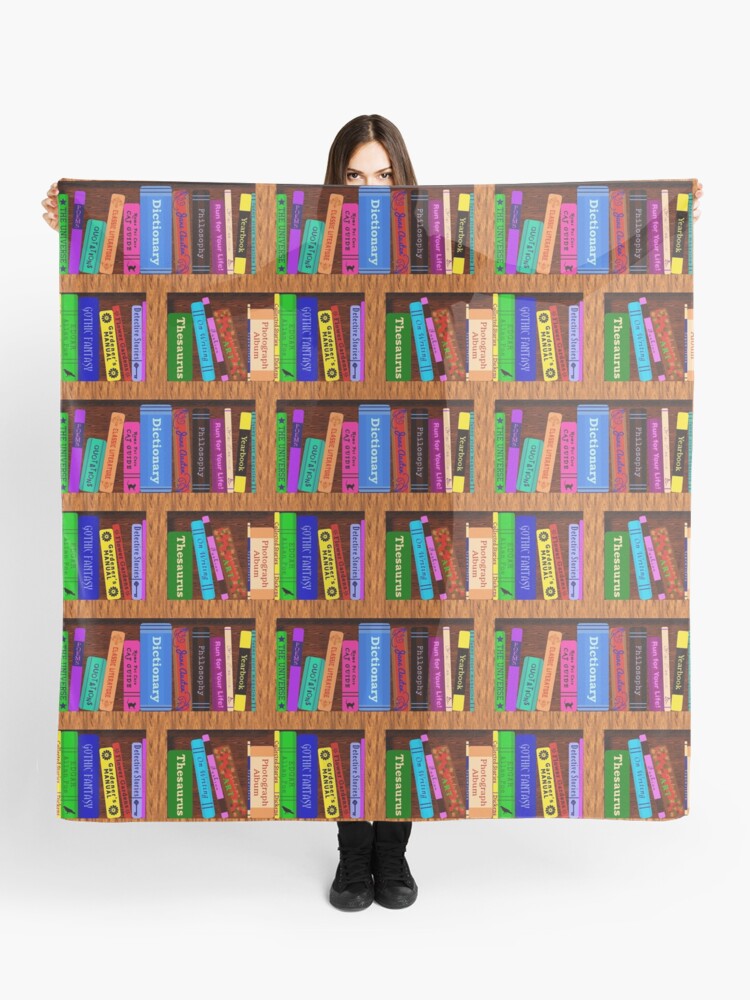 Library Bookshelf Background Pattern For Readers Scarf By