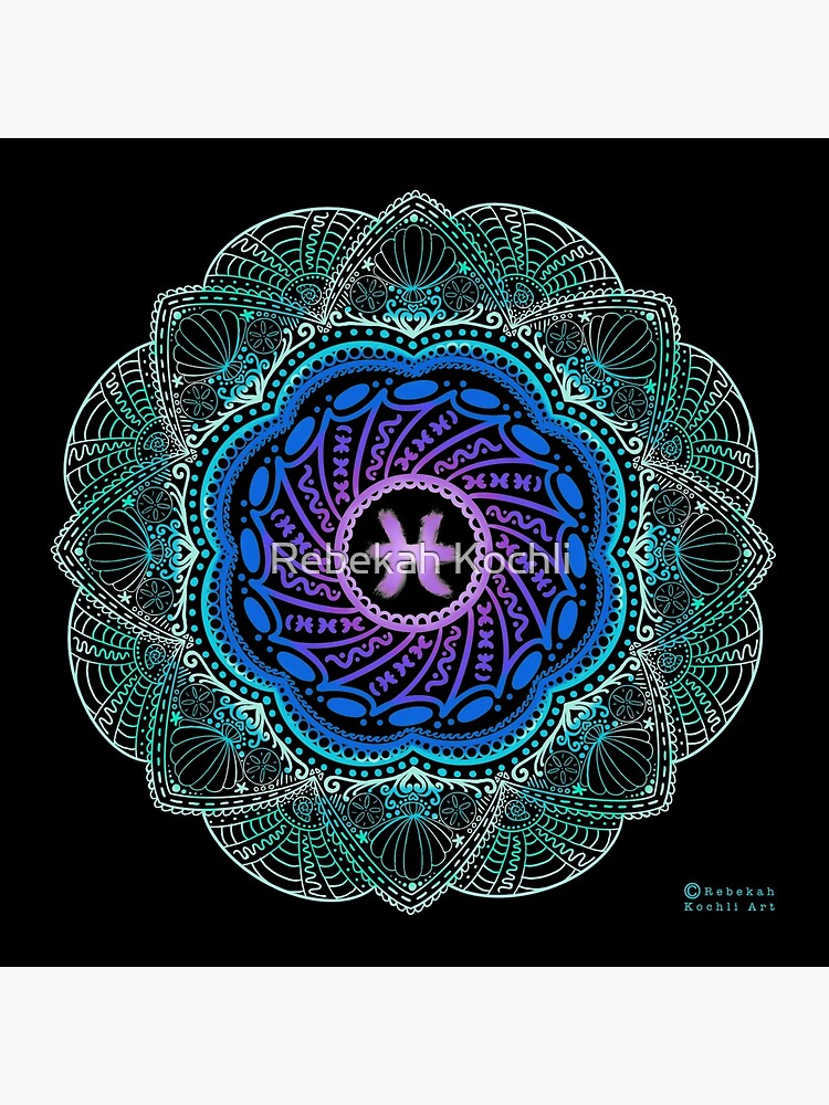 PISCES Astrology Mandala Art Pen & Ink Art & Collectibles etna.com.pe