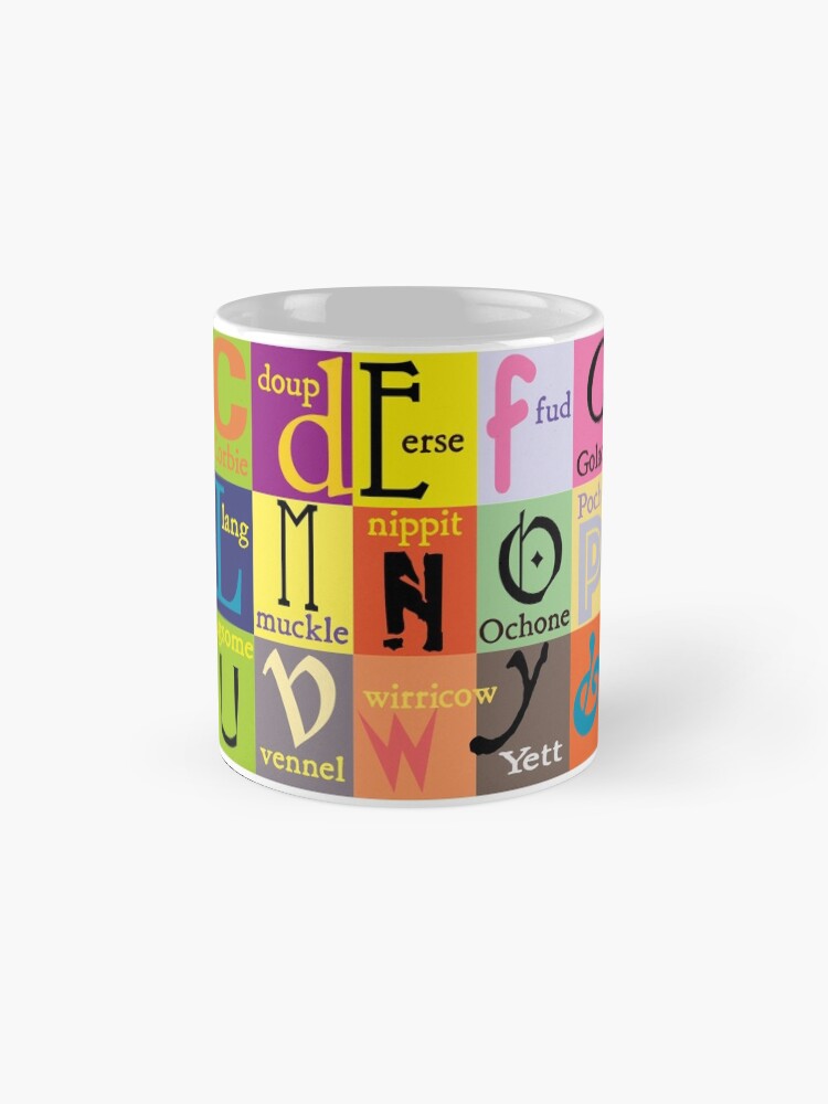 Alternate view of Scottish Words Alphabet Mug