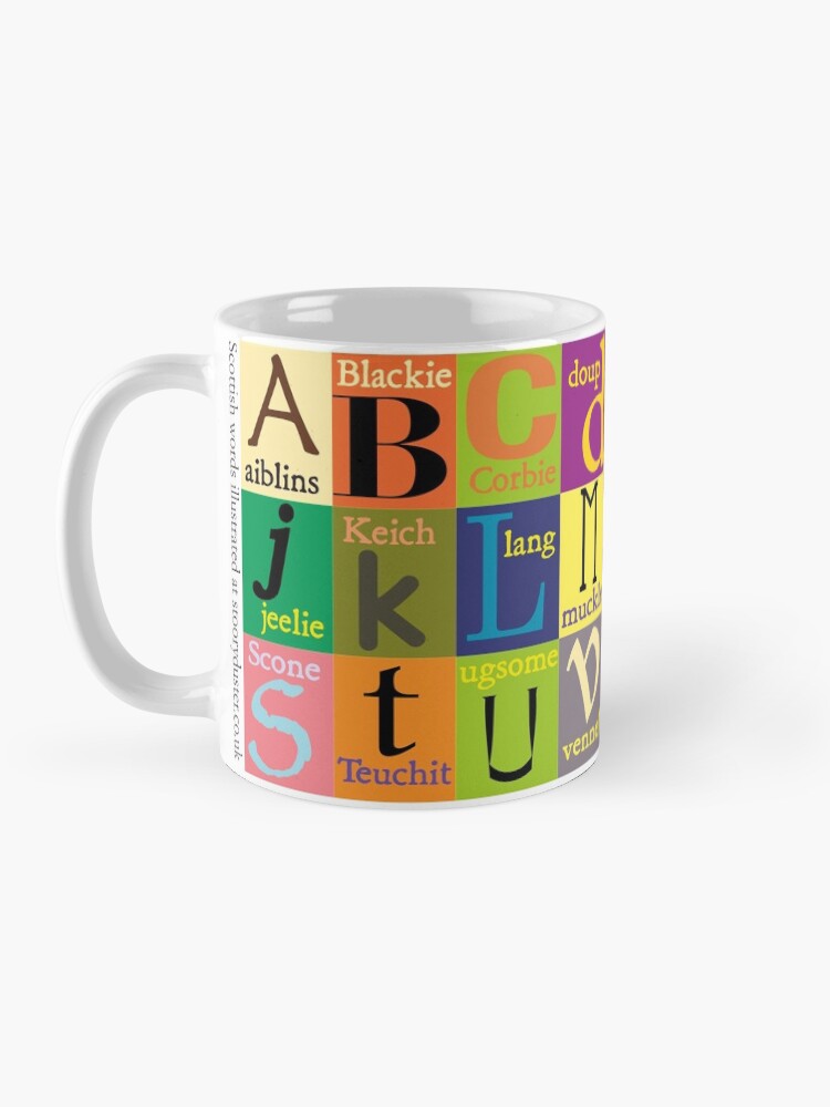 Alternate view of Scottish Words Alphabet Mug